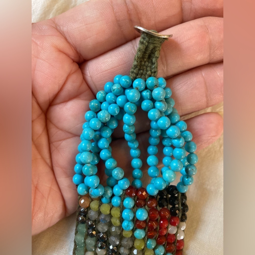 Chan Luu Sterling Silver 925 Turquoise Beads & Multi Colored Agate Bracelet‎ - Picture 12 of 14